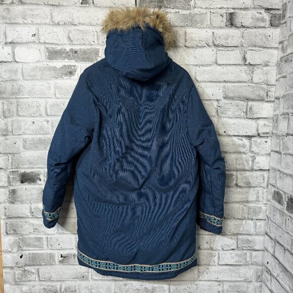 Vintage Inuit Parka Coat Goose Down Puffer Jacket Fur Trim Hood - Picture 6 of 16